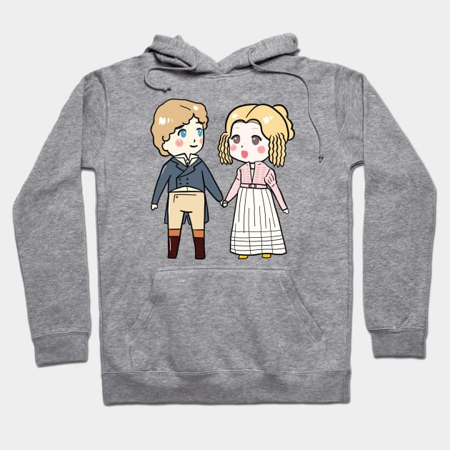 Kawaii Chibi Emma and Mr Knightley Drawing Hoodie by MariOyama